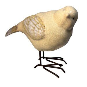 Ceramic Bird Figurine With Crackle Finish & Metal Feet 5" X 4.25" Neutral Tones